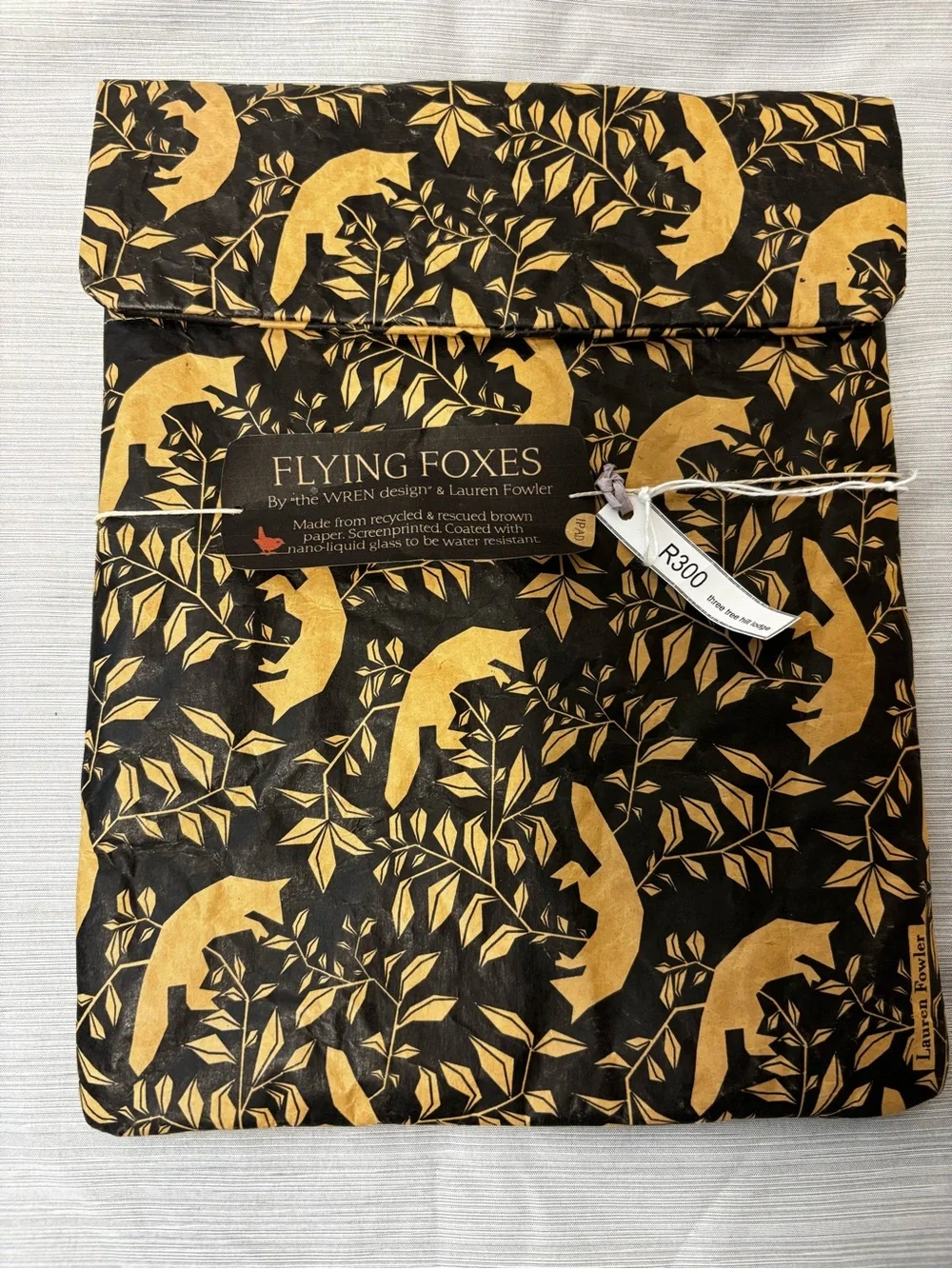 WREN Flying Fox Lauren Fowler iPad Sleeve Brown Black Fox Botanical Vintage NWT